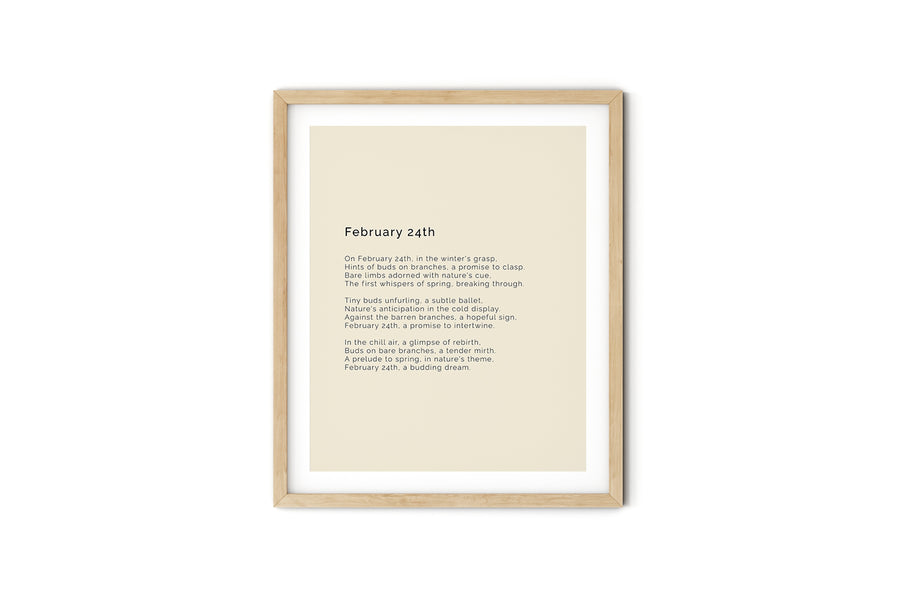 366 Daily Mindfulness Nature Poem Minimalist Print -  February 24th