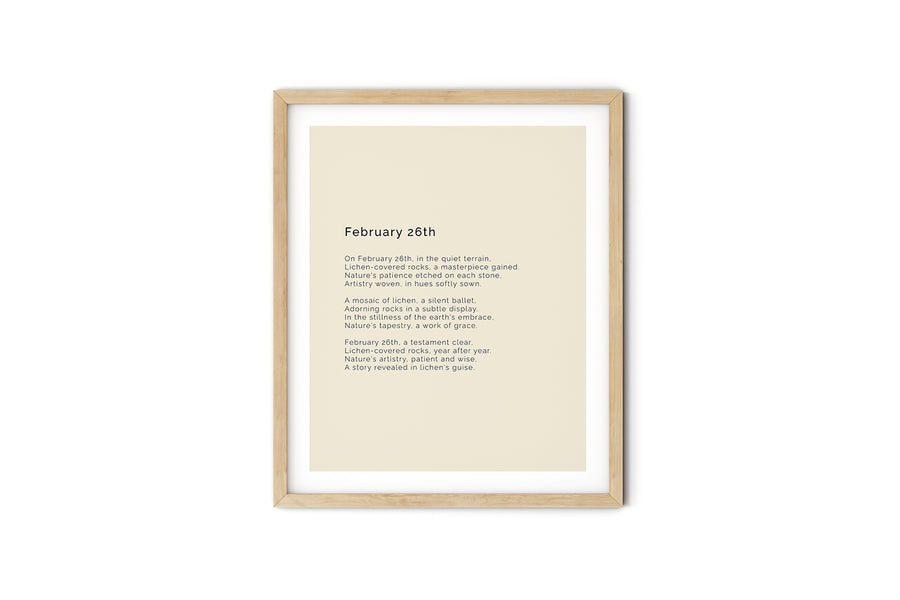366 Daily Mindfulness Nature Poem Minimalist Print -  February 26th