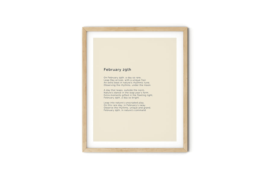 366 Daily Mindfulness Nature Poem Minimalist Print -  February 29th